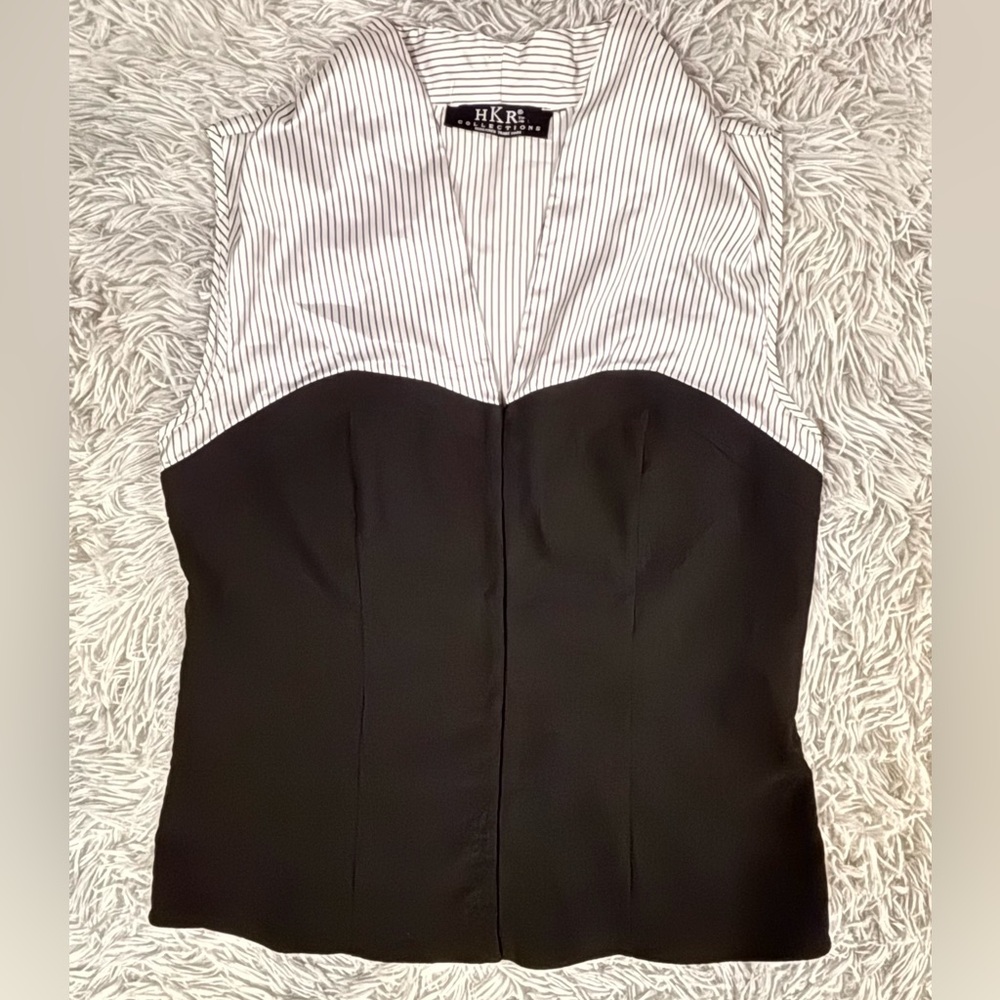 Elegant Black and White Striped Women's Blouse